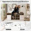 Furniture Set, 86" U Shaped Executive Standing Desk & 4 Wood Lateral File Cabinets with Lock, Electric Height Adjustable, AC/USB, Home Office, Light Walnut