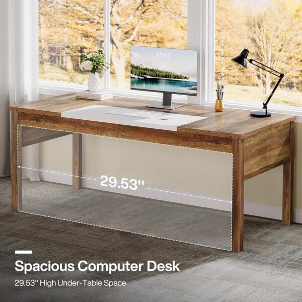Tribesigns L-Shaped Executive Desk with Reversible File Cabinet, 63" Wooden Computer Desk with Drawers and Storage, Home Office Writing Table Business Furniture Table, Rustic Brown and White