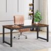 Tribesigns Modern Computer Desk, 63 x 31.5 inch Large Office Desk Computer Table Study Writing Desk Workstation for Home Office, Vintage Black Metal Frame