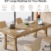 Tribesigns 63-Inch Executive Desk, Large Office Computer Desk with Sturdy Legs, Farmhouse Workstation Writing Table Business Furniture for Home Office, Light Brown
