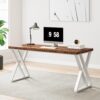 Tribesigns Modern Walnut/White 55" Heavy Duty Computer Desk, Study & Work Desk, 23.6"D x 55.1"W x 29.5"H, Z-Shaped Metal Legs, 330 lbs Capacity