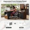 63" Standing Desk with File Cabinet, Privacy Panel, AC/USB, 1.18" Desktop, Executive L Shaped Height Adjustable Electric Stand Up Desk, Home Office Table with 3 Drawers, Black Walnut