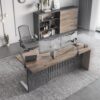 63 Inch Modern Executive Office Desk, Computer Writing Desk for Home Office, Business Furniture Workstation Stainless Steels Sturdy Frame 1.97IN Thick Desktop(Left, 63×31.5×30 in)