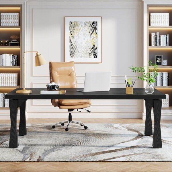 Tribesigns Executive Desk, 71" W x 35" D Large Office Desk, Modern Computer Desk Conference Table Meeting Room Table, Business Furniture for Home Office, All Black