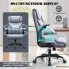 Office Chair, Ergonomic Big and Tall Computer Desk Chairs, Executive Breathable Leather Chair with Adjustable High Back Flip-up Armrests, Lumbar Support Swivel PC Chair with Rocking Function