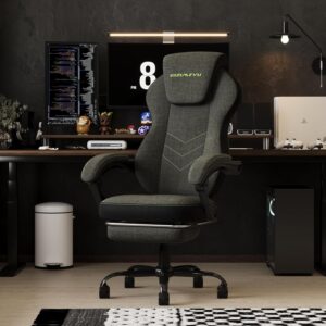 Ergonomic Office Chair with Adjustable Headrest and Footrest, High Back Computer Desk Chair with Linkage Armrests, Reclining Swivel Chair for Home Office, Executive Office Chair (274-green)