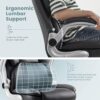 Executive Office Chair, Ergonomic Big and Tall Computer Desk Chair, High Back PU Leather Chair with Padded Flip-up Armrest, Lumbar Support Swivel Rolling Chairs (Black)