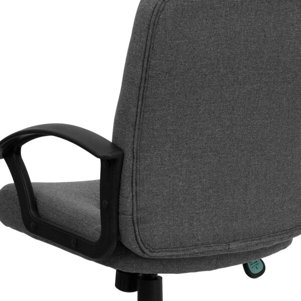 Flash Furniture Garver Mid-Back Gray Fabric Executive Swivel Office Chair with Nylon Arms