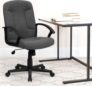 Flash Furniture Garver Mid-Back Gray Fabric Executive Swivel Office Chair with Nylon Arms