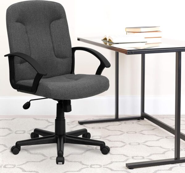 Flash Furniture Garver Mid-Back Gray Fabric Executive Swivel Office Chair with Nylon Arms