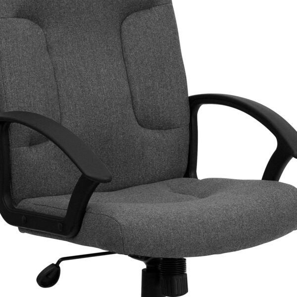 Flash Furniture Garver Mid-Back Gray Fabric Executive Swivel Office Chair with Nylon Arms