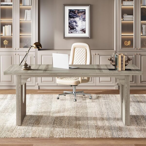 Tribesigns Modern Executive Desk, 70.9" Large Office Computer Desk, Conference Table Meeting Room Table, Simple Workstation Business Furniture for Home Office, Grey