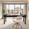 Tribesigns Large Executive Office Desk, 62.2-Inch Farmhouse Modern Computer Desk, Mid Century Study Writing Table Workstations Business Office Furniture with Carved Turned Legs (Black)