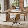 Tribesigns L-Shaped Executive Desk with Reversible File Cabinet, 63" Wooden Computer Desk with Drawers and Storage, Home Office Writing Table Business Furniture Table, Rustic Brown and White