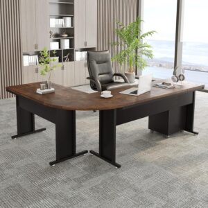 Tribesigns 83" L-Shaped Executive Desk, Large Office Desk with 3-Drawer Mobile File Cabinet, Industrial Corner Computer Desk with Storage Drawers, Business Furniture Desk Workstation for Home Office