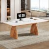 Tribesigns 71 Inch Executive Desk, Large Office Computer Desk with Heavy Duty Legs, Modern Simple Laptop Desk Study Writing Table Business Furniture for Home Office (White/Brown)