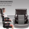 Big and Tall Office Chair 500 LBS-Executive Office Chairs for Heavy People-Heavy Duty Office Chairs with Sturdy Rolling Wheels-Desk Chair with Adjustable Lumbar Support Black Faux Leather Chair Brown