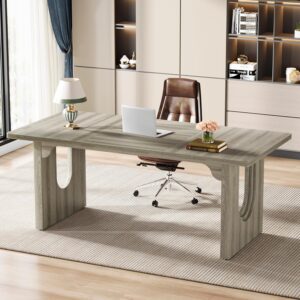 Tribesigns Modern Executive Desk, 70.9" Large Office Computer Desk, Conference Table Meeting Room Table, Simple Workstation Business Furniture for Home Office, Grey