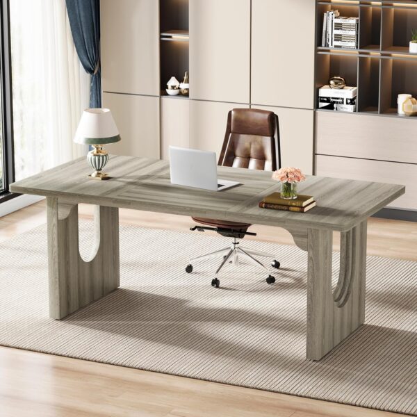 Tribesigns Modern Executive Desk, 70.9" Large Office Computer Desk, Conference Table Meeting Room Table, Simple Workstation Business Furniture for Home Office, Grey