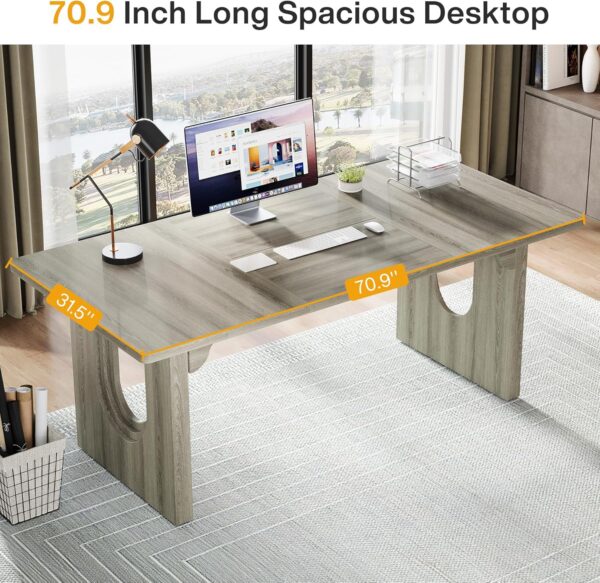 Tribesigns Modern Executive Desk, 70.9" Large Office Computer Desk, Conference Table Meeting Room Table, Simple Workstation Business Furniture for Home Office, Grey