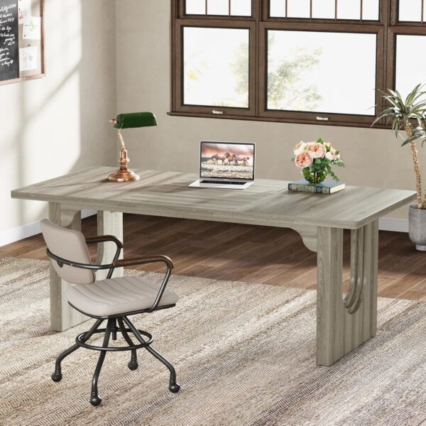 Tribesigns Modern Executive Desk, 70.9" Large Office Computer Desk, Conference Table Meeting Room Table, Simple Workstation Business Furniture for Home Office, Grey