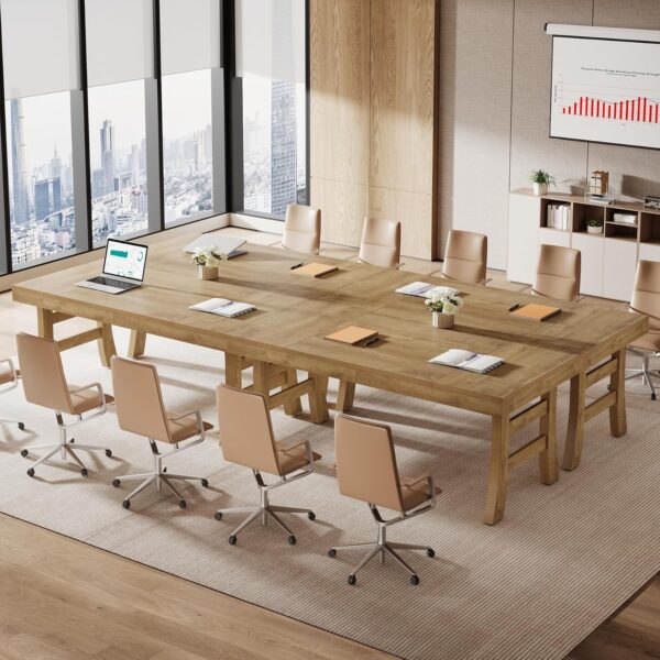 Tribesigns 63-Inch Executive Desk, Large Office Computer Desk with Sturdy Legs, Farmhouse Workstation Writing Table Business Furniture for Home Office, Light Brown