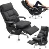 Ergonomic Executive Office Chair with Footrest – 400LBS Big and Tall PU Leather Desk Chair, One-Click Electric Recline with Massage & Pillow Support, High Back Wide Seat for Home Office (Black)