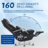 Ergonomic Executive Office Chair with Footrest – 400LBS Big and Tall PU Leather Desk Chair, One-Click Electric Recline with Massage & Pillow Support, High Back Wide Seat for Home Office (Black)
