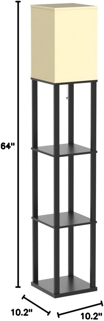 addlon Floor Lamp with Shelves, 4-Tier Modern Shelf Lamp with RGB Smart Bulb, APP Control Standing Lamps with White Lamp Shade, Floor lamp for Living Room, Bedroom - Black