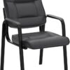 SUPER DEAL Office Guest Chair Bonded Leather Executive Side Chair Reception Chair with Solid Metal Frame Home Office Furniture, Set of 2