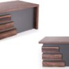 71" Wood Office Furniture Set of 3pcs | Executive Right Side L Shaped Corner Desk & File Drawers w/Telescopic Rail | Coffee Table | Storage Cabinet w/Chrome Handles | Modern Home Workstation