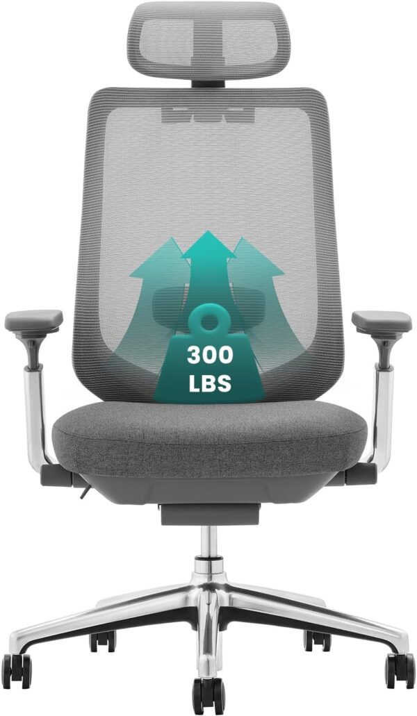 COLAMY Ergonomic Mesh Office Chair, High Back Office Chair, Computer Executive Desk Chair with Lumbar Support,Adjustable Headrest and 4D Arms, Slide Seat, Tilt Lock-Darkgrey New