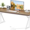 70.8-Inch Executive Desk with Power Outlet, Large Home Office Desk, Long Office Desk, Big Writing Computer Desk, Modern Work from Home Desk Office Furniture for Laptop, White