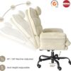 Bestier Velvet Executive Office Chair, Ergonomic Chair with Flip-up Arms, 135° Reclining Office Chair with Side Pockets & Headrest, Big Swivel Computer Chair for Home Office - Beige