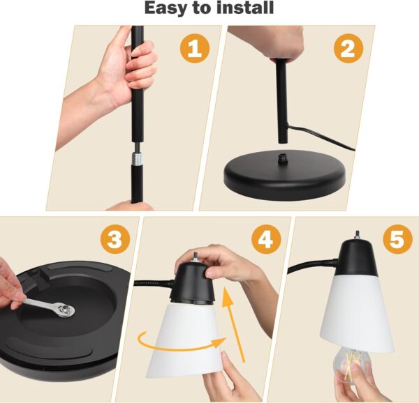 FOLKSMATE LED Floor Lamp, Medusa 3 Head Modern Adjustable Gooseneck Tall Standing Light for Living/Kids Room, Bedroom, Office, Dorm