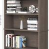 Bestar Logan U Shaped Desk with Hutch, Lateral File Cabinet, and Bookcase in Bark Gray, 66W | Complete Office Setup for Home or Commercial Spaces