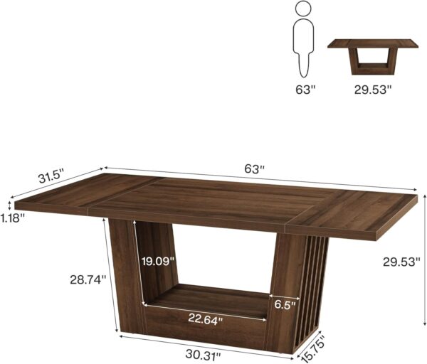 Tribesigns 63-inch Executive Office Desk, Modern Computer Home Office Desk with Robust Base, Large Wooden Writing Conference Table Business Workstation for Home Office, Walnut Brown