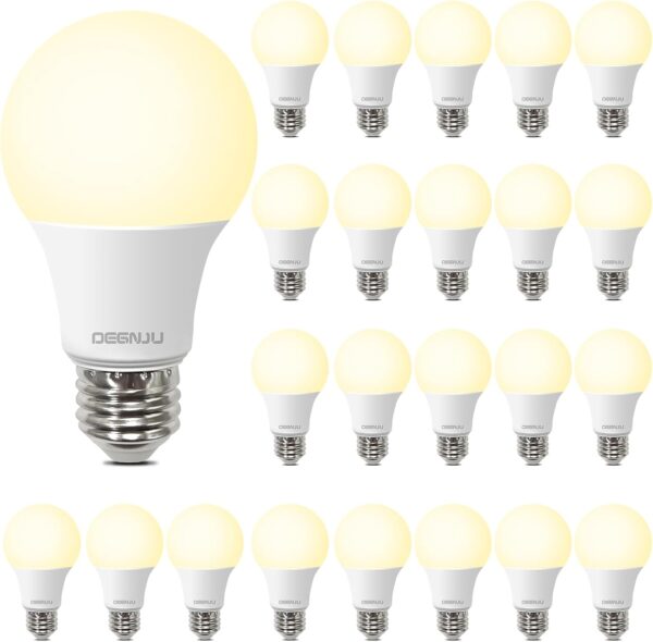 A19 LED Light Bulbs, 60 Watt Equivalent LED Bulbs, Soft White 2700K, 800 Lumens, E26 Standard Base, Non-Dimmable, 8.5W Warm White LED Bulbs for Bedroom Living Room, 24 Pack