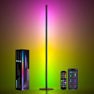Corner Floor Lamp, RGBWW IC Corner Lamp with APP and Remote Control, LED Floor Light with 16 Million DIY Colors, Color Changing Ambient Light for Living Room, Bedroom, Gaming Room
