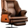 Kinnls Winston Leather Heated Ventilation Classic Luxury Office Chair with Massage, Power Recliner Executive Desk Chair, Adjustable Tilk Angle (Brown)