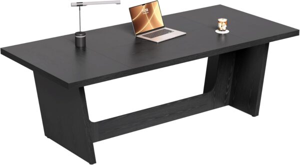 1Easylife 70.87 Inches Long Executive Desk, Black Wooden Computer Desk, Industrial Simple Study Writing Table, Large Workstation Business Furniture for Home Office