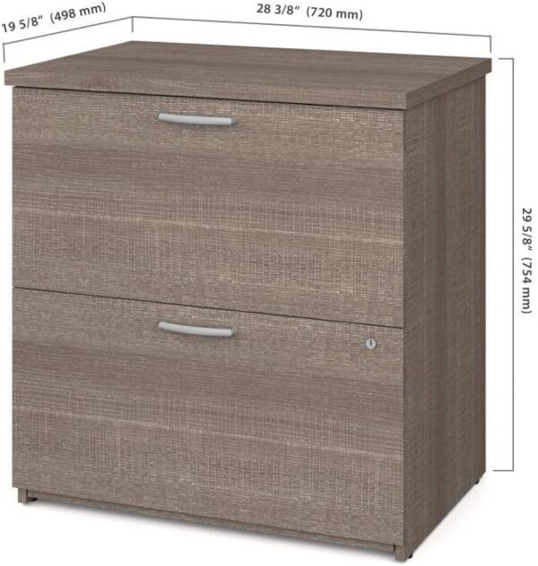 Bestar Logan U Shaped Desk with Hutch, Lateral File Cabinet, and Bookcase in Bark Gray, 66W | Complete Office Setup for Home or Commercial Spaces