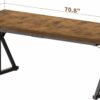 70.8-Inch Executive Desk with Power Outlet, Large Office Desk, Long Home Office Table, Big Writing Computer Table, Modern Work from Home Desk Office Furniture for Laptop, Rustic Brown/Black
