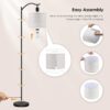 BoostArea Floor Lamp for Living Room,LED Arched Floor Lamps, Tall Modern Standing Lamp with Beige Linen Shade,Footswitch,Mid Century Floor Lamp for Bedrooms,Study Room,Office