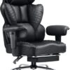 COMHOMA Big and Tall Office Chair 400LBS Wide Ergonomic Gaming Chair with Deluxe Embossing Designed Leather with Foot Rest,150°Reclining Adjustable Armrests Pocket Spring Back Support and Pillow