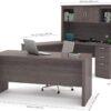 Bestar Logan U Shaped Desk with Hutch, Lateral File Cabinet, and Bookcase in Bark Gray, 66W | Complete Office Setup for Home or Commercial Spaces