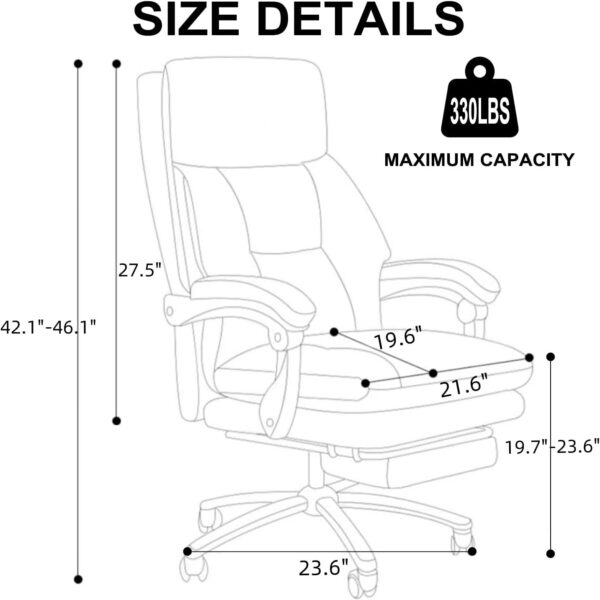 Executive Office Chair Comfortable Desk Chairs with Foot Rest High Back Computer Gaming Chairs Reclining PU Leather Swivel Work Chair for Home Office