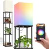 addlon Floor Lamp with Shelves, 4-Tier Modern Shelf Lamp with RGB Smart Bulb, APP Control Standing Lamps with White Lamp Shade, Floor lamp for Living Room, Bedroom - Black
