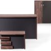 71" Wood Office Furniture Set of 3pcs | Executive Right Side L Shaped Corner Desk & File Drawers w/Telescopic Rail | Coffee Table | Storage Cabinet w/Chrome Handles | Modern Home Workstation