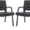 SUPER DEAL Office Guest Chair Bonded Leather Executive Side Chair Reception Chair with Solid Metal Frame Home Office Furniture, Set of 2
